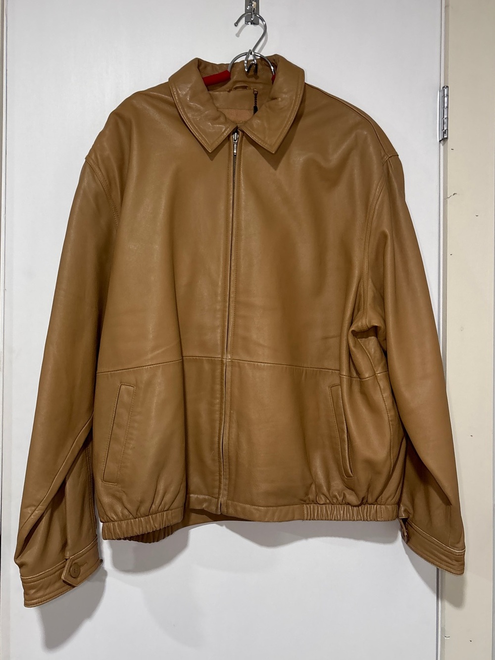 Vintage Danier Leather Bomber Jacket Tan Camel Minimalist 90s Y2K Retro